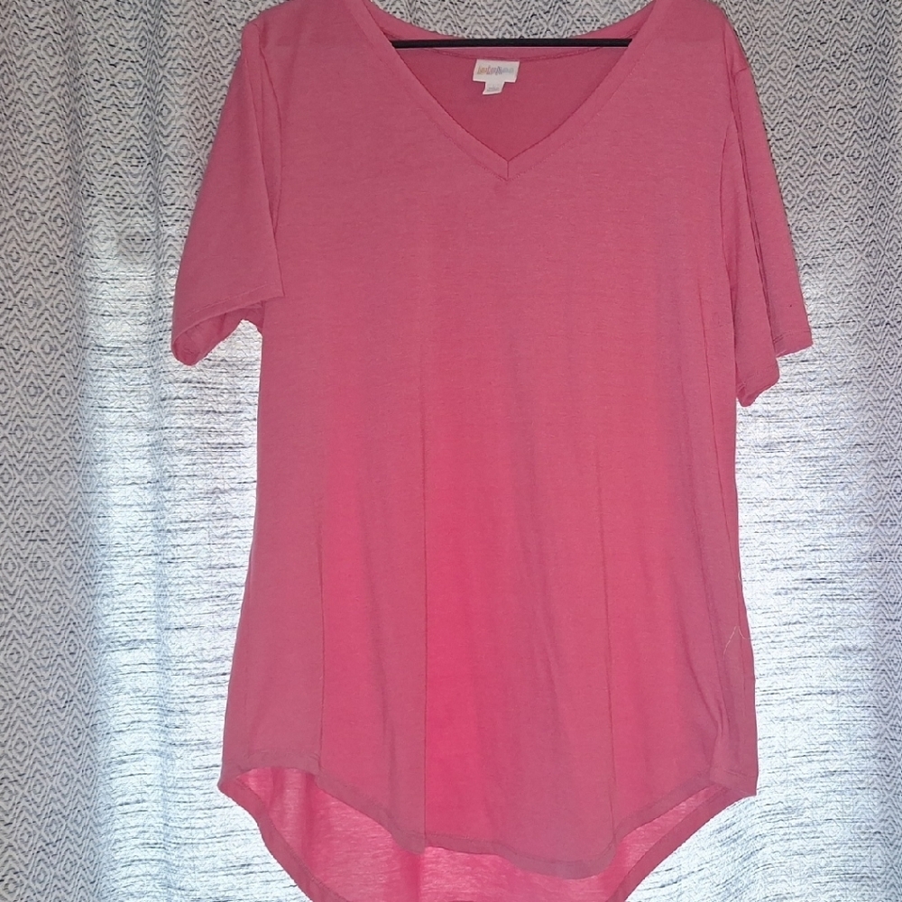 Pink V-Neck Short Sleeve Top